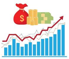 steigendes Diagramm, Finanzdiagramm mit Pfeil, Geschäftsmarketingkonzept, Vektorillustration vektor