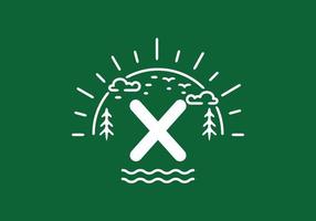 weißes grünes wildes naturabzeichen mit x-anfangsbuchstaben vektor