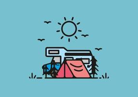 enkel husbil camping illustration vektor