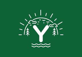 weiß grünes wildes naturabzeichen mit y-anfangsbuchstaben vektor
