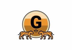 två tiger streckteckningar med g initial bokstav vektor