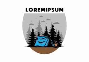 mitternachtscamping mit lagerfeuerillustration vektor