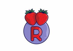 rote erdbeere mit r-anfangsbuchstaben vektor