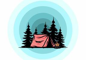 midnatt camping med brasa illustration vektor