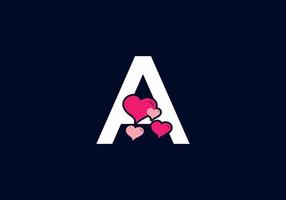 vit rosa färg på en initial bokstav med kärlekssymbol vektor