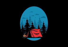 midnatt camping med brasa illustration vektor