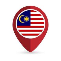 Kartenzeiger mit Land Malaysia. Malaysia-Flagge. Vektor-Illustration. vektor