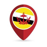 kartpekare med Contry Brunei. brunei flagga. vektor illustration.