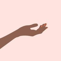afroamerikanische weibliche hand mit lackierten nägeln, offene hand, vektor