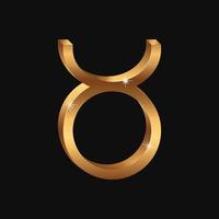 vektor realistiska gyllene taurus tecken. 3d zodiaken symbol. glänsande guld horoskop tecken