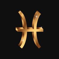 vektor realistiska gyllene fiskarna tecken. 3d zodiaken symbol. glänsande guld horoskop tecken