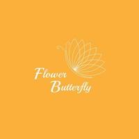 Butterfly wings blomma logotyp i enkel minimalistisk linjekonststil vektor