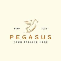 einfaches Linienkunst-Pegasus-Logo-Designkonzept. Inspiration für das Markenlogo des Unternehmens, um das Pegasus-Pferd oder fliegende Pferd zu erneuern vektor