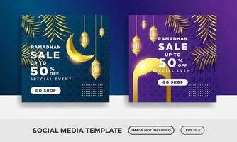 Banner-Ramadan-Verkauf, Social-Media-Beitragsvorlage im Monat Ramadan Kareem vektor