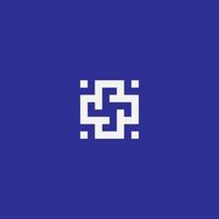 Code-Rad-Logo, dieses Konzept besteht aus der Form eines Windrads und eines QR-Codes, einem quadratischen Monogramm-Symbol vektor