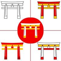torii-tor im flachen designstil vektor