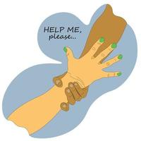 menschliche Hand hält die andere Hand. zwei ausgestreckte Hände retten, stützen. das Konzept, mir zu helfen. helfende Hände, Vektor, Teamwork-Symbol. vektor