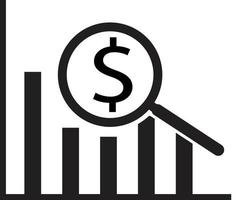 Dollar-Analyse-Balkendiagramm auf weißem Hintergrund. Dollar-Analyse-Balkendiagrammzeichen. vektor