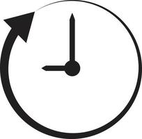 Uhr und Pfeil auf weißem Hintergrund. Uhr und Pfeilzeichen. Uhrensymbol. vektor