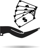 Piktogramm von Geld in der Hand. Geld im Handzeichen. vektor