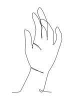 Hände halten Geste. einzelne durchgehende Linie Handgesten-Grafiksymbol. einfaches einzeiliges gezeichnetes gekritzel für das weltweite kampagnenkonzept. isolierte Vektorillustration minimalistisches Design auf weißem Hintergrund vektor