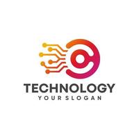 bunte digitale Technologie-Logo-Design-Vektor-Vorlage vektor