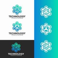 Modernes Hexagon-Tech-Logo entwirft Konzeptvektor, Hexa-Technologie-Logo-Vorlage vektor