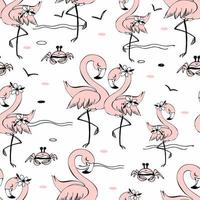 seamless mönster med söta rosa flamingos. vektor. vektor
