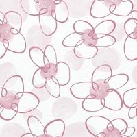 nahtloser handgezeichneter Musterhintergrund mit rosa Skizzenblumen, Grußkarte oder Stoff vektor
