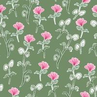 Nahtloser Vintage-Blumen-Musterhintergrund, Grußkarte oder Stoff vektor