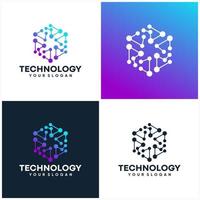 Modernes Hexagon-Tech-Logo entwirft Konzeptvektor, Hexa-Technologie-Logo-Vorlage vektor