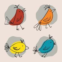 Reihe von handgezeichneten Vögeln mit abstrakten Formen vektor