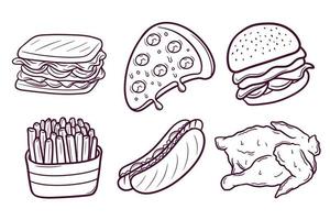 satz handgezeichneter junk-food-doodle-illustration