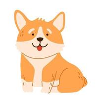 fluffig lurvig hund corgi. rolig tecknad hund husdjur, isolerade vektorillustration för utskrift, spel, fest, barn design. vektor