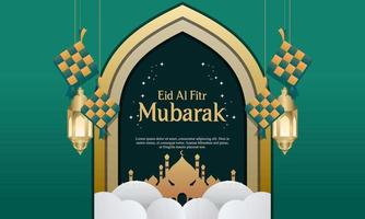 realistisk eid al-fitr ramadan illustration grafisk designmall vektor