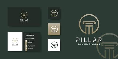 Säulen-Logo-Vorlage mit einzigartigem und frischem Konzept, Visitenkarten-Design-Premium-Vektor vektor