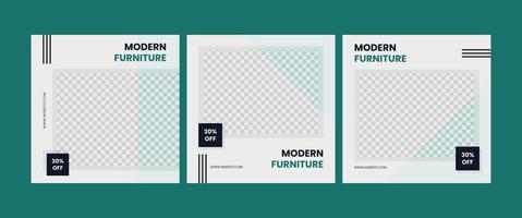 uppsättning moderna möbler försäljning sociala medier post banner mall vektor