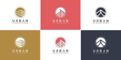 urban logotyp samling med modern abstrakt stil premium vektor