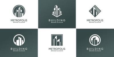 Gebäude-Logo-Sammlung mit modernem, einzigartigem Konzept-Premium-Vektor vektor