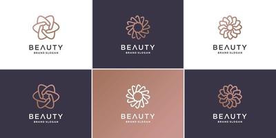 Beauty-Blumen-Logo-Sammlung mit minimalistischem Linienkonzept Premium-Vektor vektor