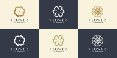 Blumen-Logo-Sammlung mit modernem minimalistischem abstraktem Konzept-Premium-Vektor