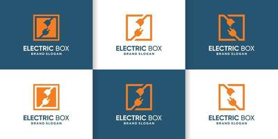 elektrisk logotyp samling med box koncept premium vektor