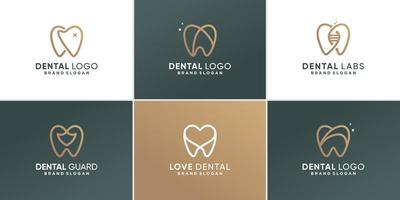 dental logotyp samling med olika element koncept premium vektor