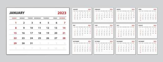 Set Tischkalender 2023 Jahr, Kalendervorlage 2023 vektor