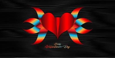 rött hjärta retro stil kreativ design för glad alla hjärtans dag banner. alla hjärtans dag social banner, kort, affisch, bakgrund, alla hjärtans dag abstrakt bakgrund, hjärta med vingar logotyp för t-shirt vektor