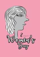 kvinnodagen vektor mall kan vara cuse affisch, flyer, banderoll, vykort, gratulationskort, broschyrer. 8 mars. handritad kvinnor tecknad vektor. nummer 8 i rosa blomma koncept.