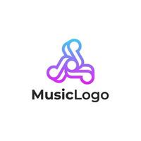 musik gradient färgglada linje disposition logotyp formgivningsmall. tretons musiklogotyp vektor