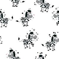 Nahtloses Muster mit Cartoon-Zebras. Vektor