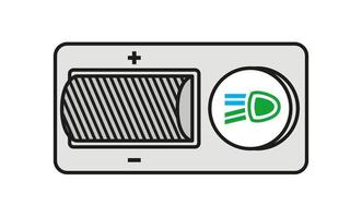 Symbol für die Einstellung der Autoscheinwerfer. Auto-Licht-Dimmer-Symbol. Silhouette und lineares Originallogo. einfaches Outline-Stil-Schild-Symbol. Vektor-Illustration isoliert auf weißem Hintergrund. Folge 10 vektor