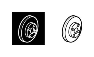 Auto-Bremsbelag-Scheibensymbol. Teil von Bremssätteln im Auto. Silhouette und lineares Originallogo. einfaches Outline-Stil-Schild-Symbol. Vektor-Illustration isoliert auf weißem Hintergrund. Folge10. vektor